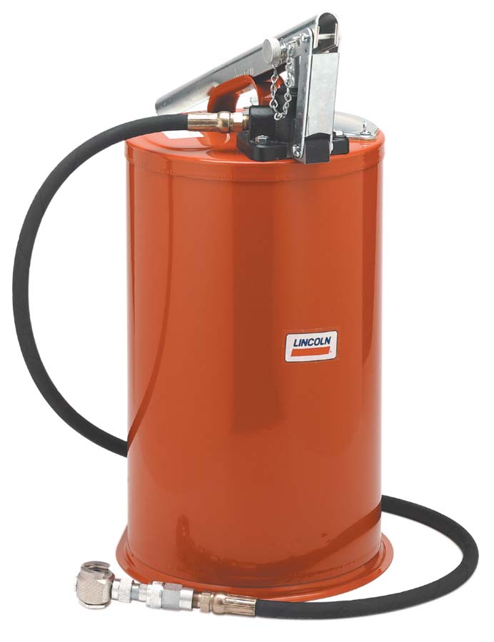 All purpose pump dispenses both lubricants and greases. 